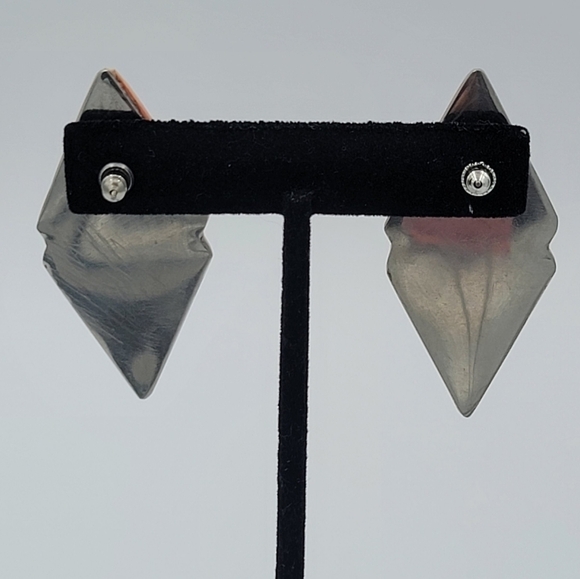 Vintage Pink White Seashell Diamond Shape Geometric Earrings #1218 - Picture 6 of 14